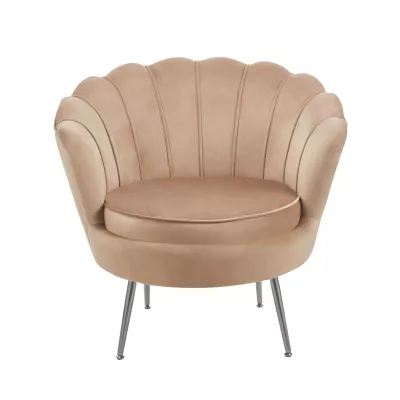 Elegantní křeslo THIAGO - cappucino / stříbrné nožky