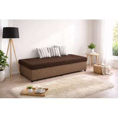 Válenda s úložným prostorem 80x200 ARVENZA - tmavě hnědá / světle hnědá