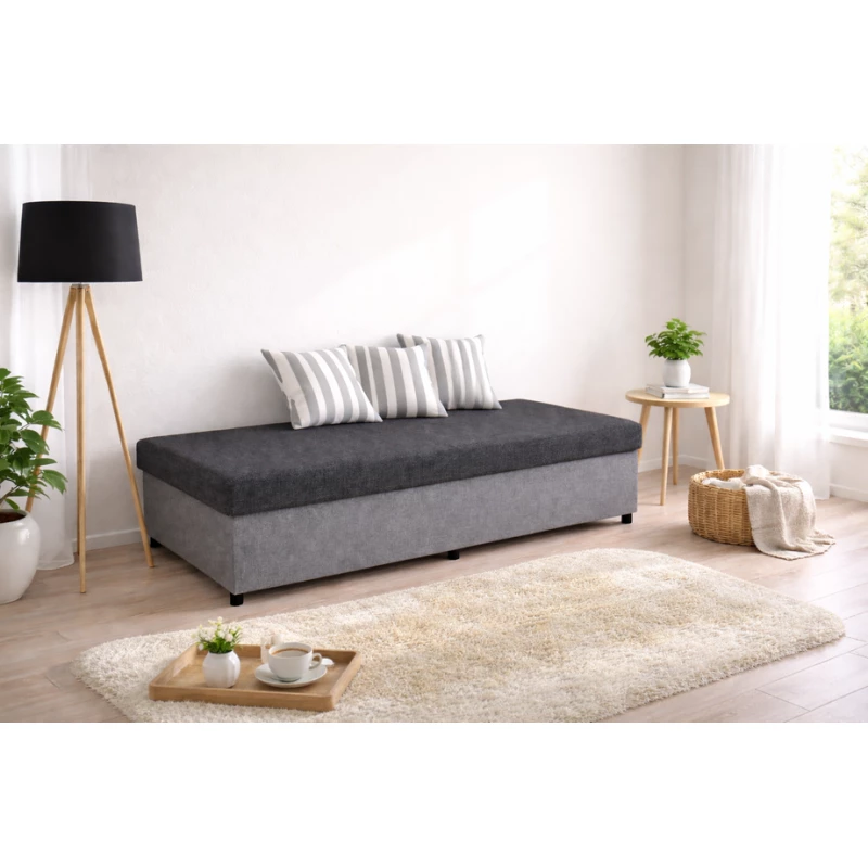 Válenda s úložným prostorem 80x200 ARVENZA - tmavě šedá/ světle šedá
