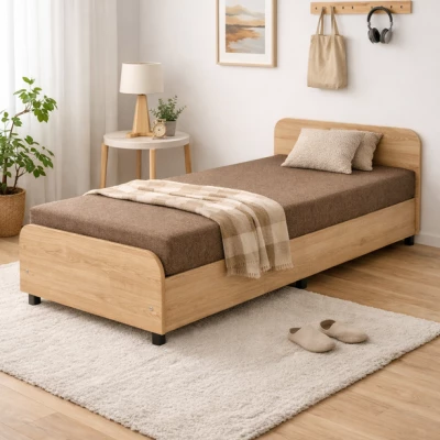 Válenda s čelem a úložným prostorem 80x200 LUNVI - světle hnědá