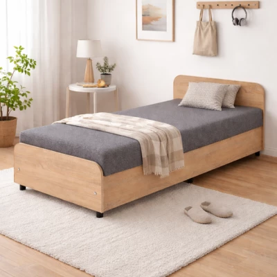 Válenda s čelem a úložným prostorem 80x200 LUNVI - světle šedá
