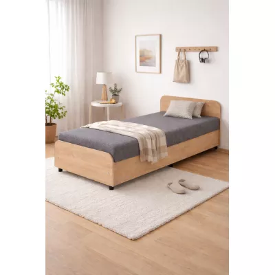 Válenda s čelem a úložným prostorem 80x200 LUNVI - světle šedá