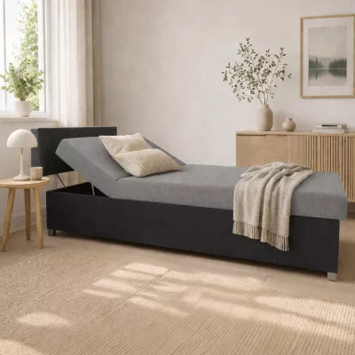 Polohovací válenda s úložným prostorem 110x200 ORNOVA - světle šedá / černá