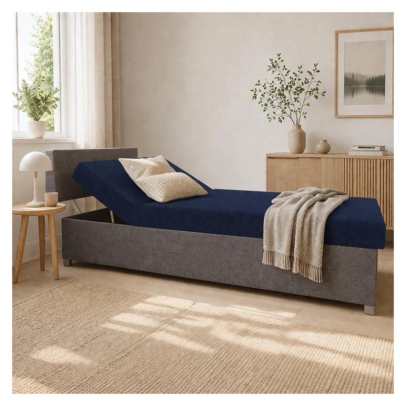 Polohovací válenda s úložným prostorem 110x200 ORNOVA - modrá / černá