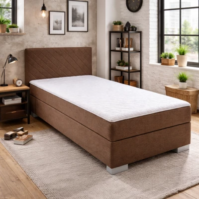Jednolůžková boxspringová postel 90x200 TIRBEN - tmavě hnědá