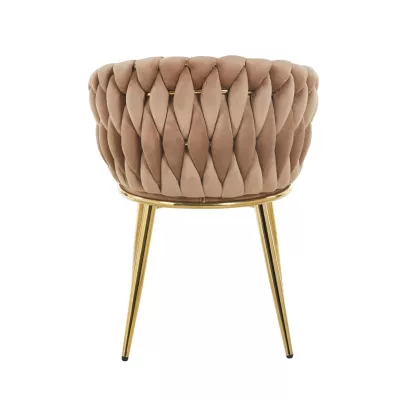 Designová čalouněná židle ZYPHIRA - cappuccino / zlatá