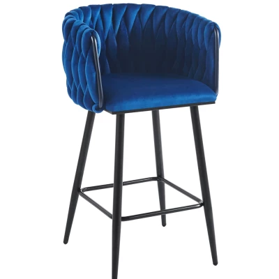 Designová barová židle ZULIMARA - modrá / černá
