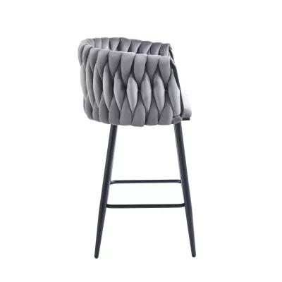 Designová barová židle ZULIMARA - šedá / černá