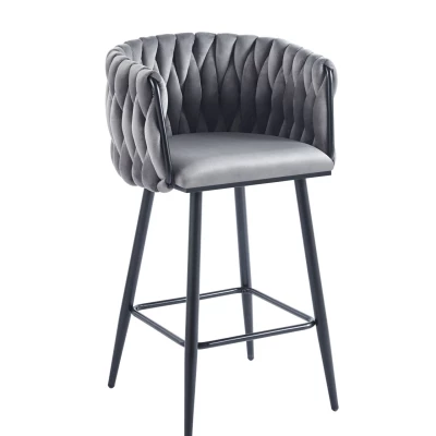 Designová barová židle ZULIMARA - šedá / černá