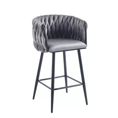 Designová barová židle ZULIMARA - šedá / černá