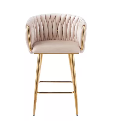 Designová barová židle ZULIMARA - béžová / zlatá