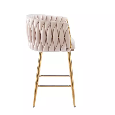 Designová barová židle ZULIMARA - béžová / zlatá