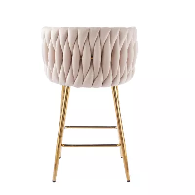 Designová barová židle ZULIMARA - béžová / zlatá