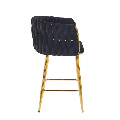 Designová barová židle ZULIMARA - černá / zlatá