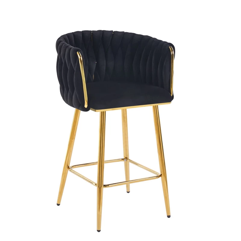 Designová barová židle ZULIMARA - černá / zlatá
