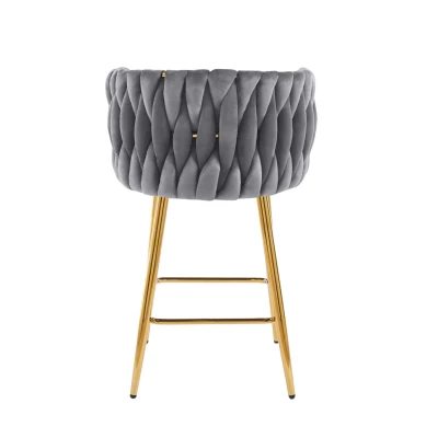 Designová barová židle ZULIMARA - šedá / zlatá