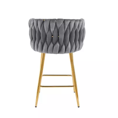 Designová barová židle ZULIMARA - šedá / zlatá