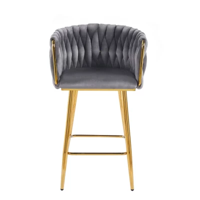 Designová barová židle ZULIMARA - šedá / zlatá