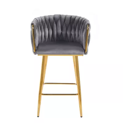 Designová barová židle ZULIMARA - šedá / zlatá