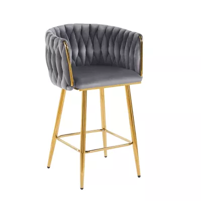 Designová barová židle ZULIMARA - šedá / zlatá