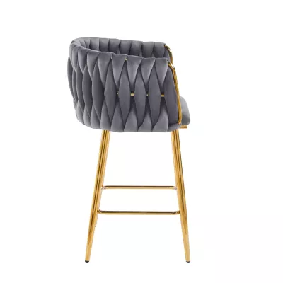 Designová barová židle ZULIMARA - šedá / zlatá