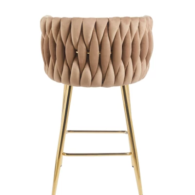 Designová barová židle ZULIMARA - cappuccino / zlatá