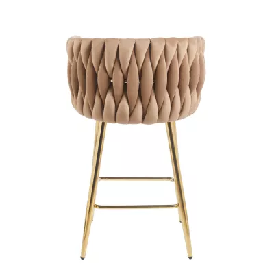Designová barová židle ZULIMARA - cappuccino / zlatá