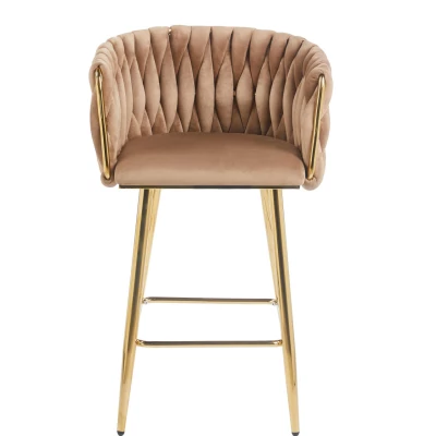Designová barová židle ZULIMARA - cappuccino / zlatá