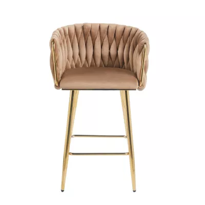 Designová barová židle ZULIMARA - cappuccino / zlatá