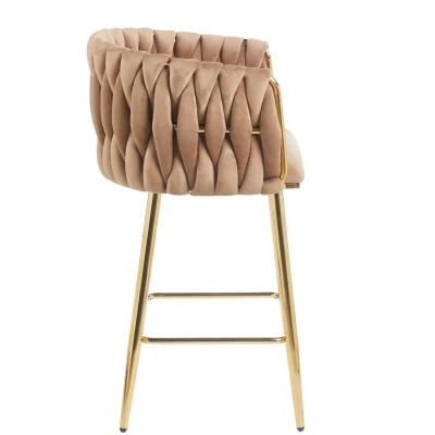 Designová barová židle ZULIMARA - cappuccino / zlatá