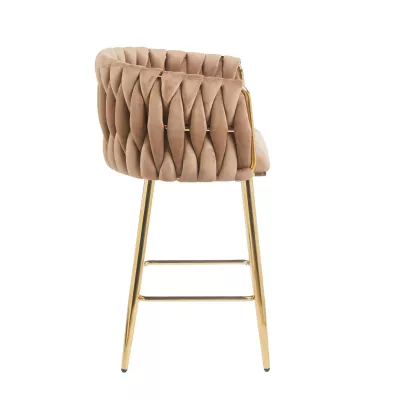 Designová barová židle ZULIMARA - cappuccino / zlatá