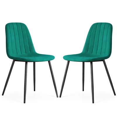 Set 2x prošívaná jídelní židle LIROLIA - láhvově zelená / černá