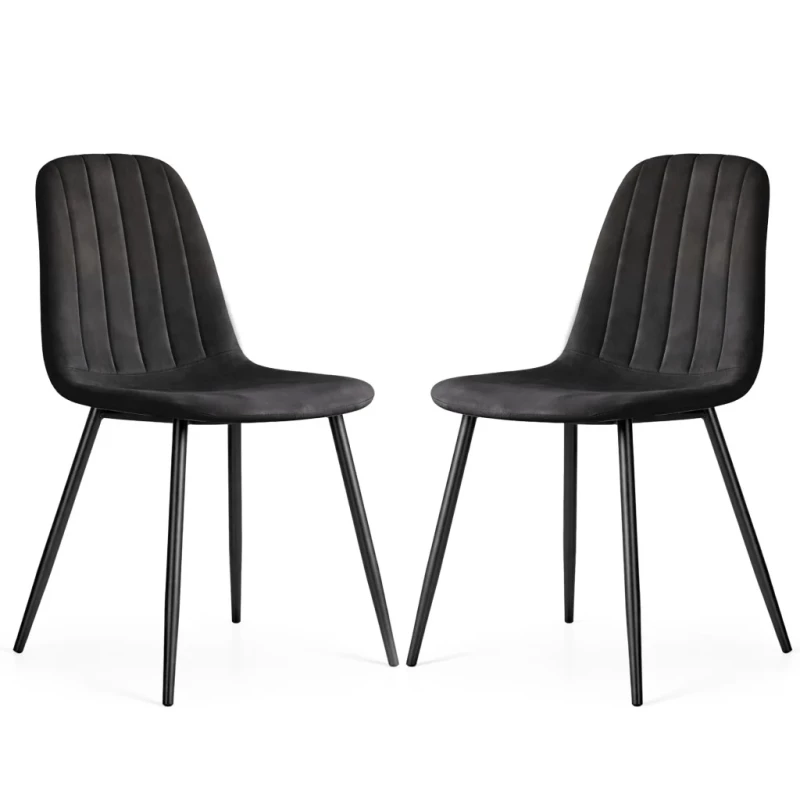 Set 2x prošívaná jídelní židle LIROLIA - černá / černá