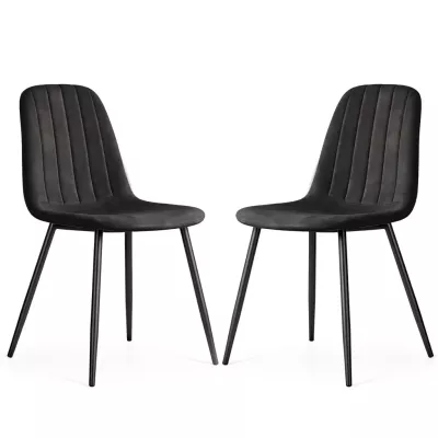 Set 2x prošívaná jídelní židle LIROLIA - černá / černá