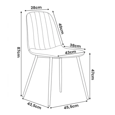 Set 2x prošívaná jídelní židle LIROLIA - černá / černá