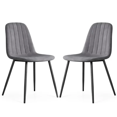 Set 2x prošívaná jídelní židle LIROLIA - tmavý grafit / černá