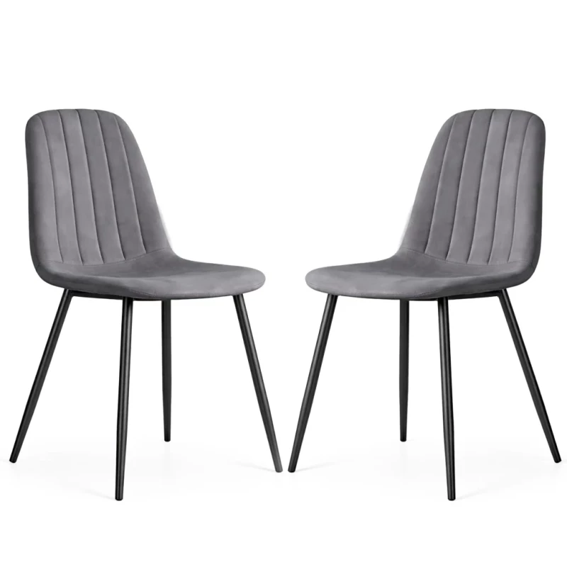 Set 2x prošívaná jídelní židle LIROLIA - tmavý grafit / černá