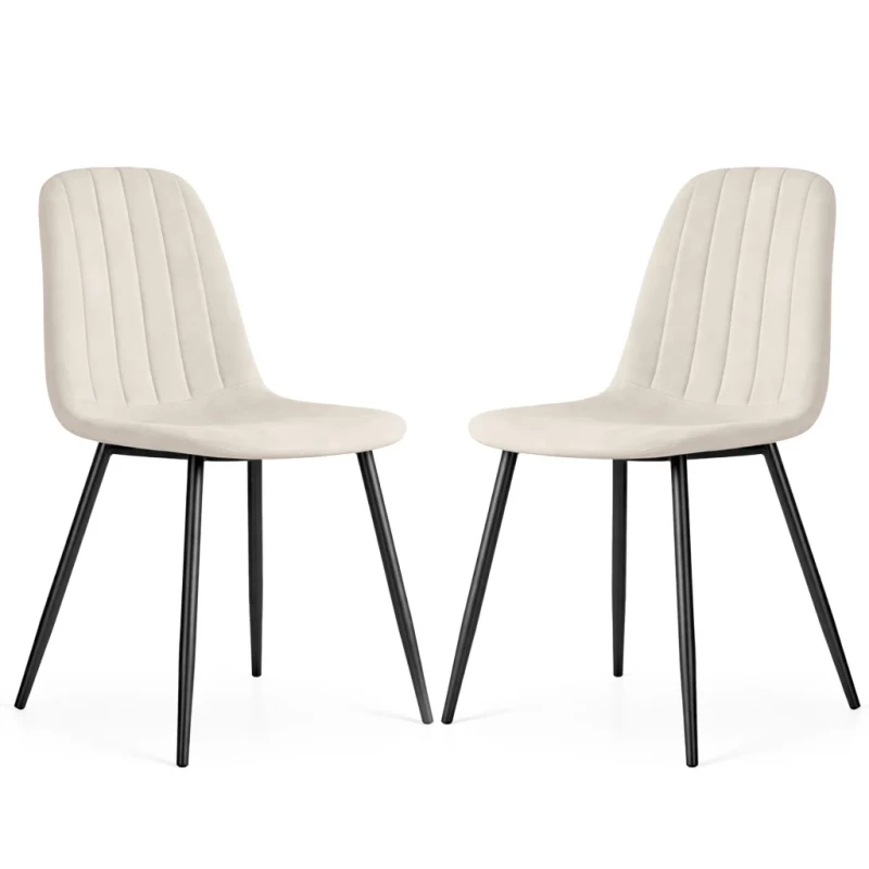 Set 2x prošívaná jídelní židle LIROLIA - béžová / černá
