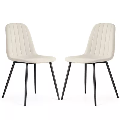 Set 2x prošívaná jídelní židle LIROLIA - béžová / černá