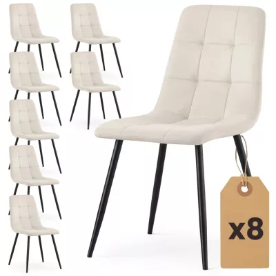 Set 8x prošívaná jídelní židle NIROLIA - béžová / černá