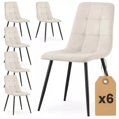 Set 6x prošívaná jídelní židle NIROLIA - béžová / černá