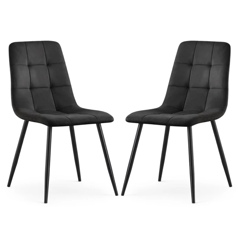 Set 2x prošívaná jídelní židle NIROLIA - černá / černá