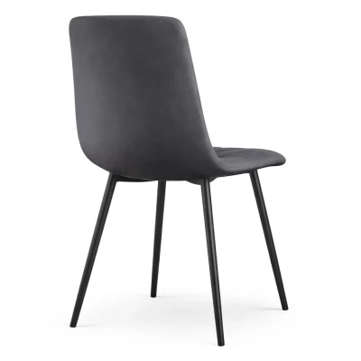 Set 6x prošívaná jídelní židle LINORIA - tmavý grafit / černá