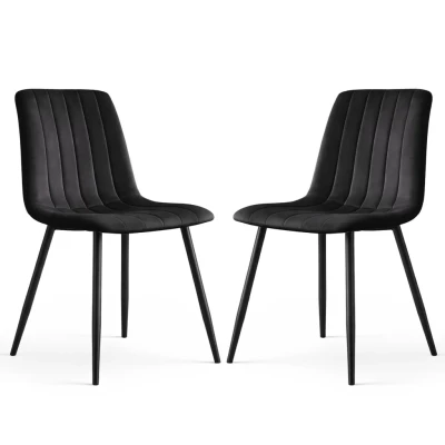 Set 2x prošívaná jídelní židle LINORIA - černá / černá