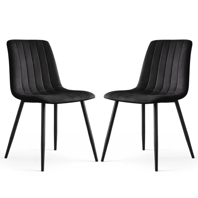 Set 2x prošívaná jídelní židle LINORIA - černá / černá