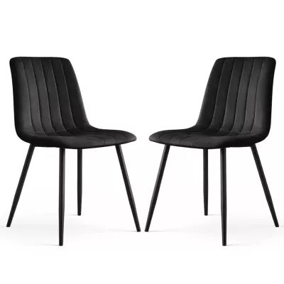 Set 2x prošívaná jídelní židle LINORIA - černá / černá