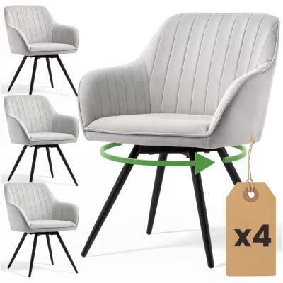 Set 4x otočná čalouněná židle TERSIA - šedá / černá