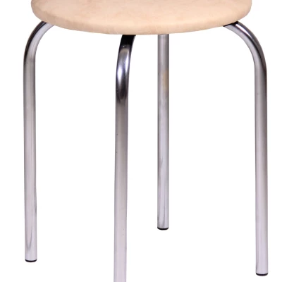 Kuchyňská stolička DOMINGA - béžová eko kůže / stříbrná