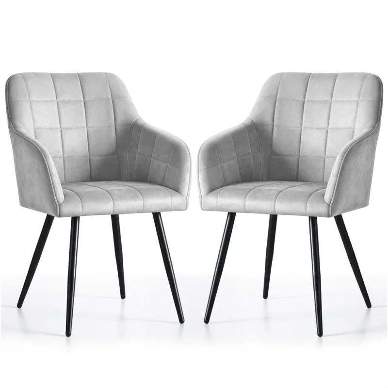 Set 2x jídelní prošívaná židle LARENZA - šedá / černá