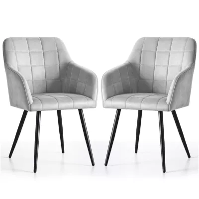 Set 2x jídelní prošívaná židle LARENZA - šedá / černá